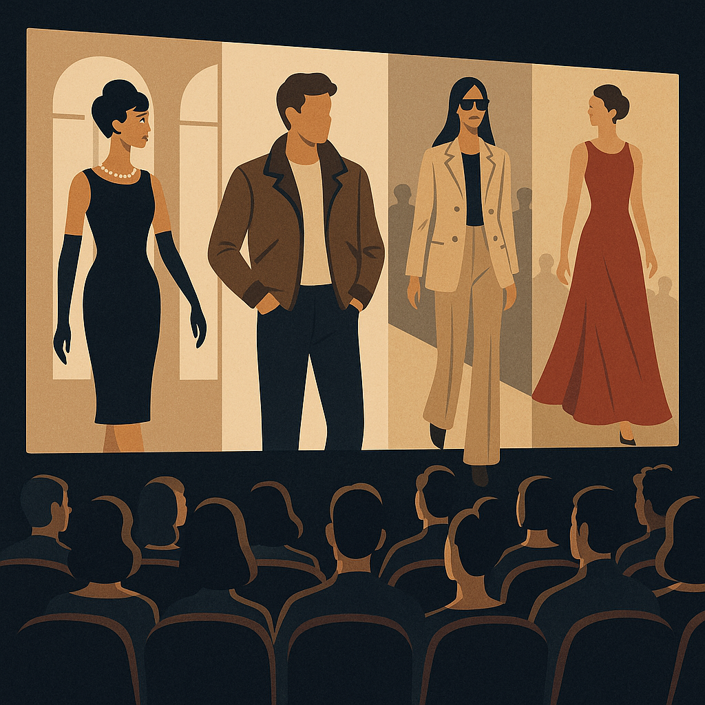 패션과 영화의 상호작용을 표현한 일러스트