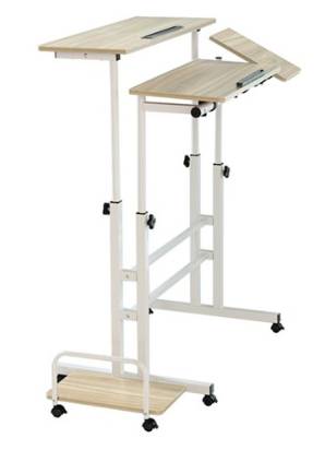 생활살림 높낮이 조절 스탠딩 테이블 고급형, 우드