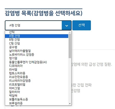 해외 감염병 예방 정보 조회