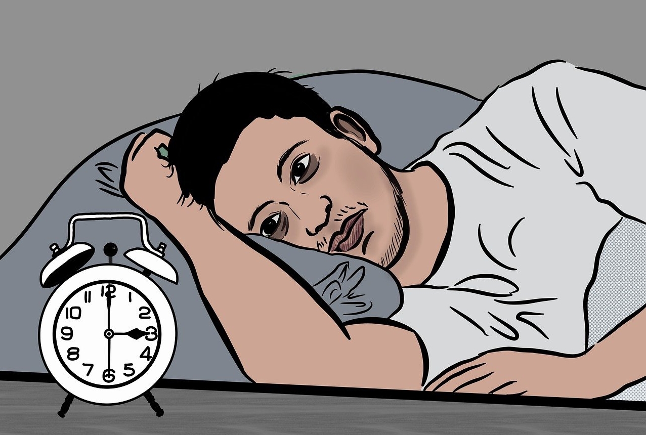 잠 못 자는 남성 일러스트