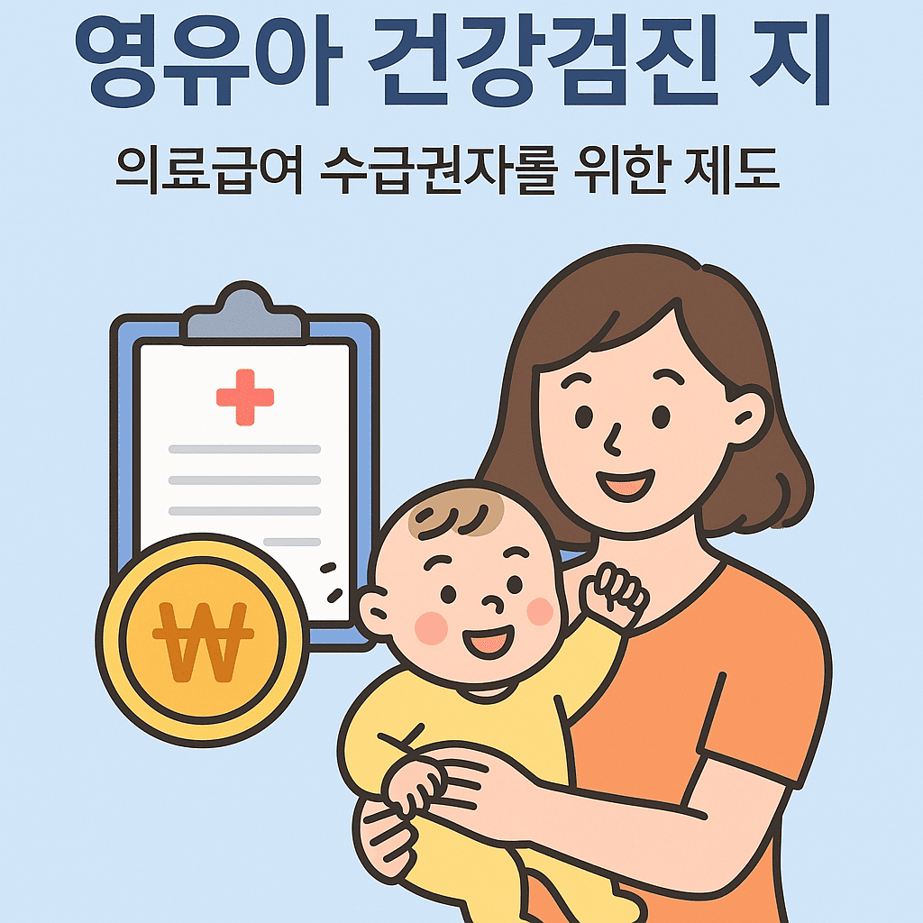영유아-엄마-건강검진지원-의료급여대상-지원제도-서류-클립보드-원화기호-복지로-파스텔톤