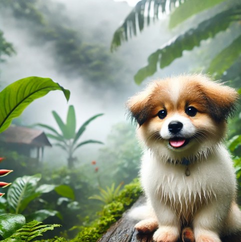 습한환경의 강아지