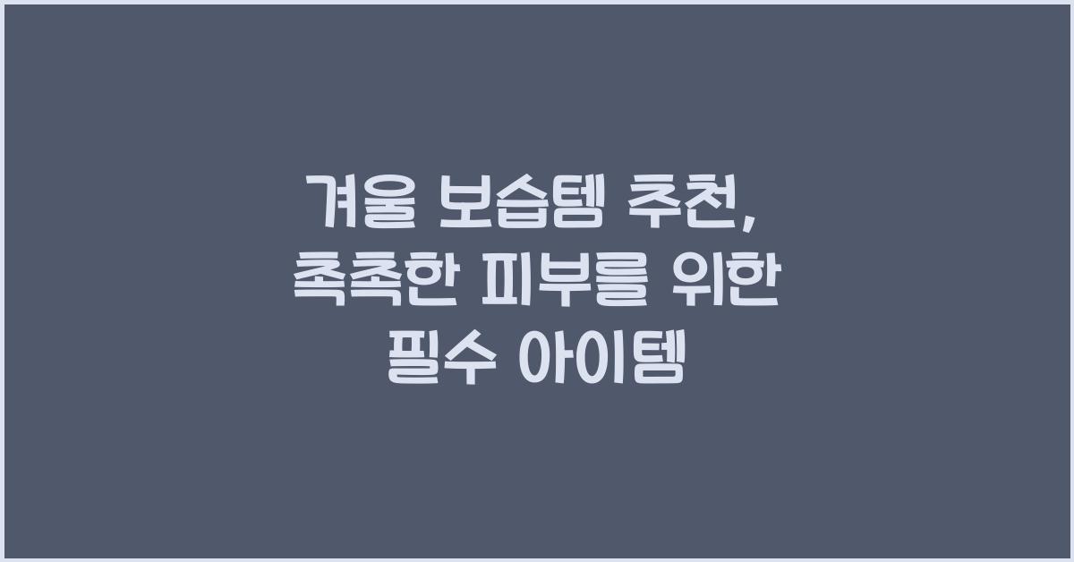 겨울 보습템 추천