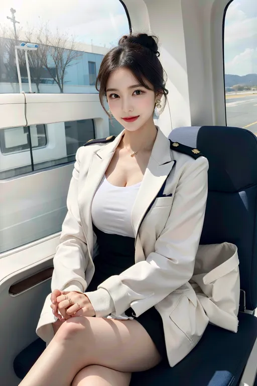 AI 실사 항공기 승무원 정장 파일럿 컨셉 이미지