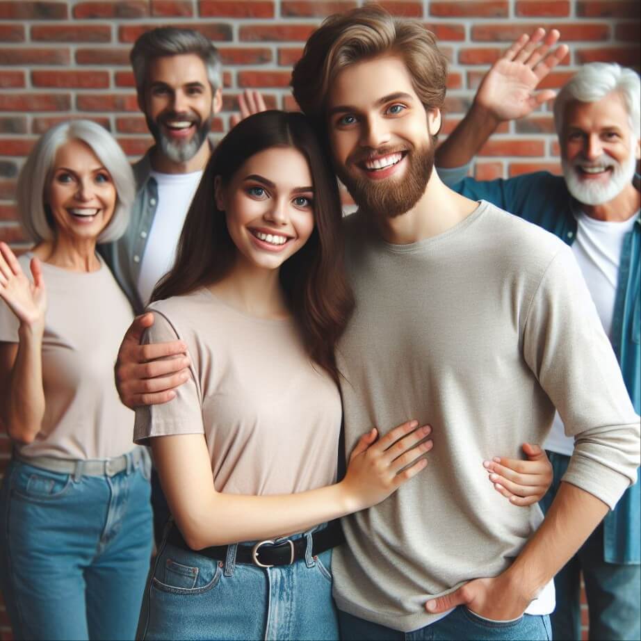 웃고 있는 부모들