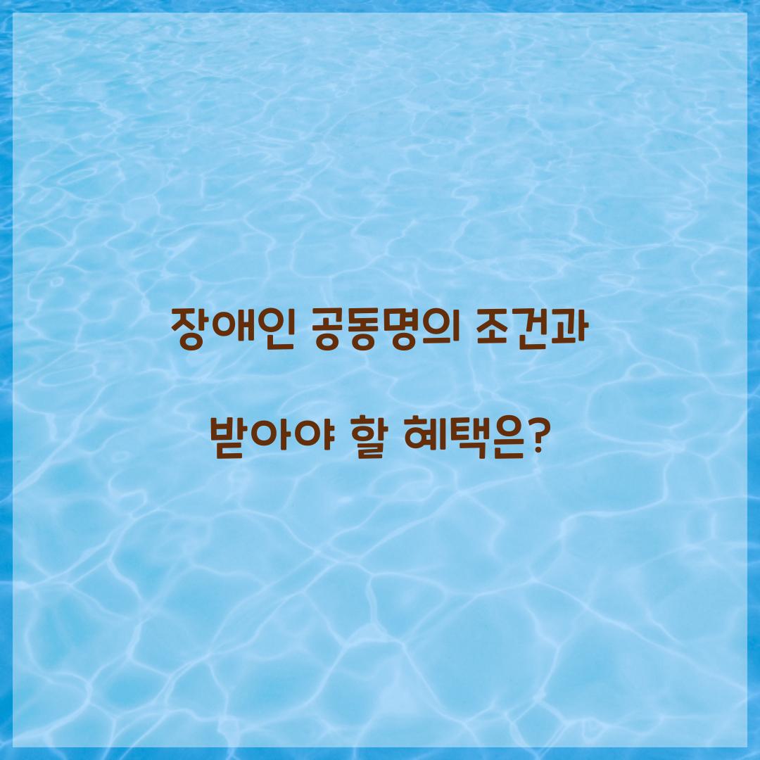 장애인 공동명의 조건