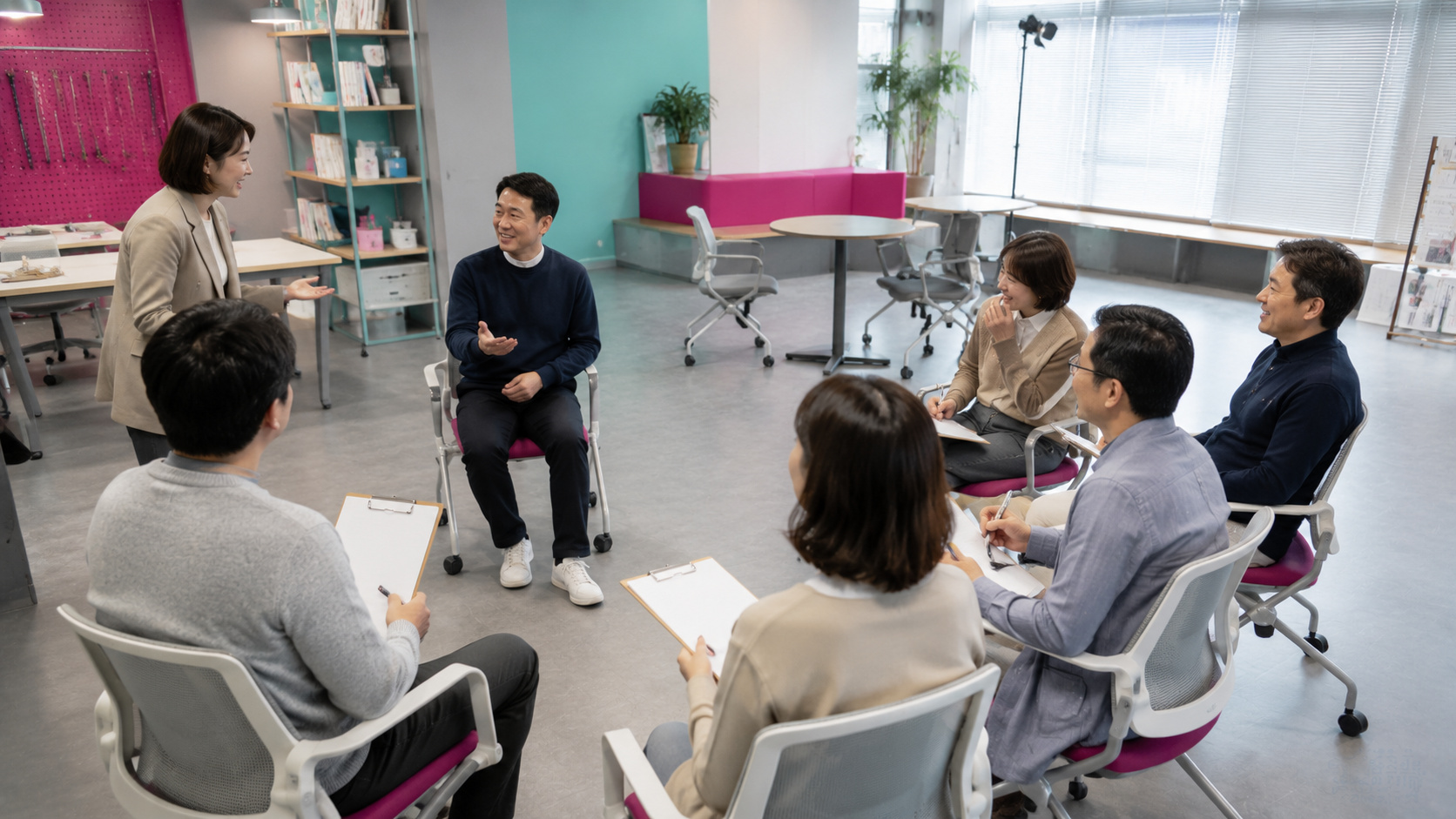 폐업 소상공인들이 재취업을 위해 취업 심화교육에 참여하는 모습