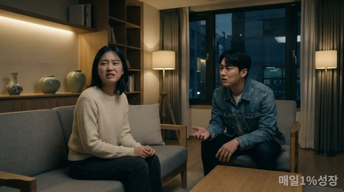 감정 기복이 심한 사람과 불안해하는 한국인 커플