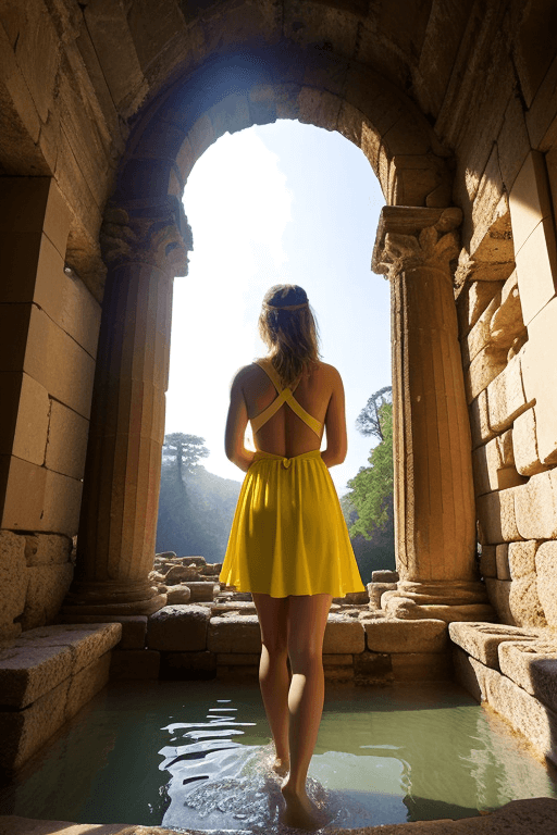 Playground AI로 생성한 그림(2) - 라임색 수영복을 입은 소녀