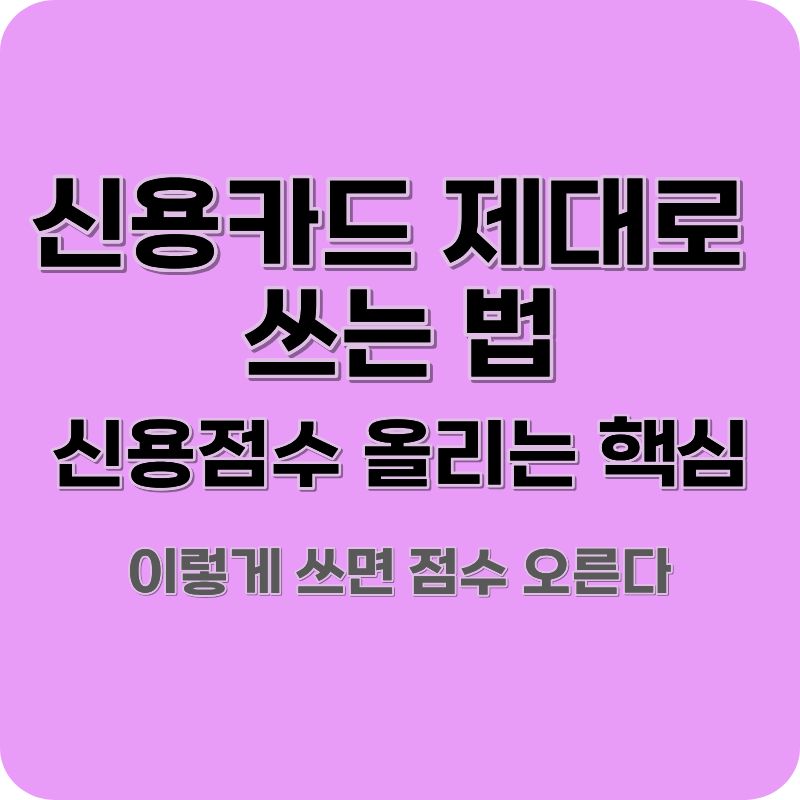 신용카드 사용법 (신용점수 올리는 핵심 전략)