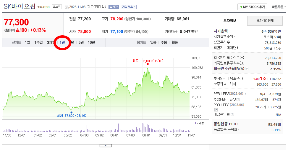 SK바이오팜_주가차트