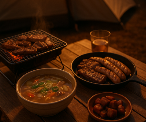 캠핑 음식 관련 사진