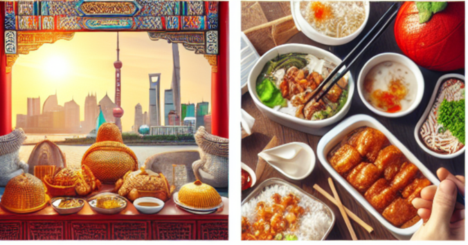 상하이 동방명주가 보이는 상하이 음식점의 모습, 상하이 미식여행