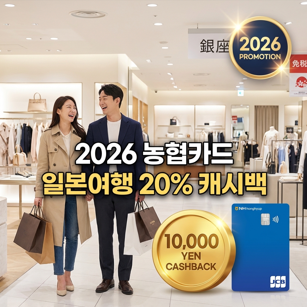 2026년 NH농협카드 일본 여행 캐시백 이벤트 안내 인포그래픽