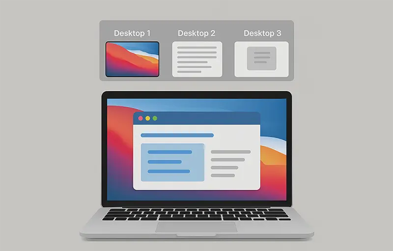 맥북 Spaces 로 가상데스크탑을 사용하는 개념도