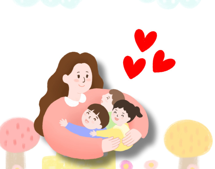 아이들을 감싸고있는 선생님