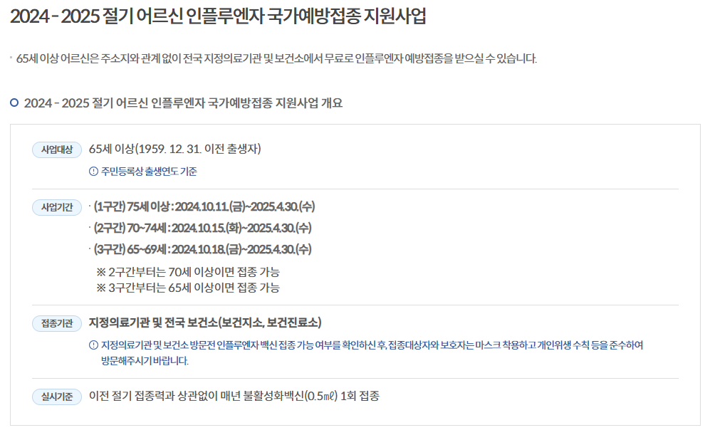 독감 무료예방 접종