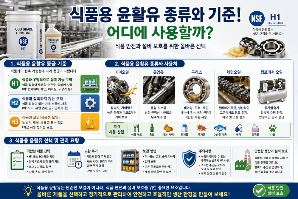 식품용 윤활유 종류와 기준 총정리