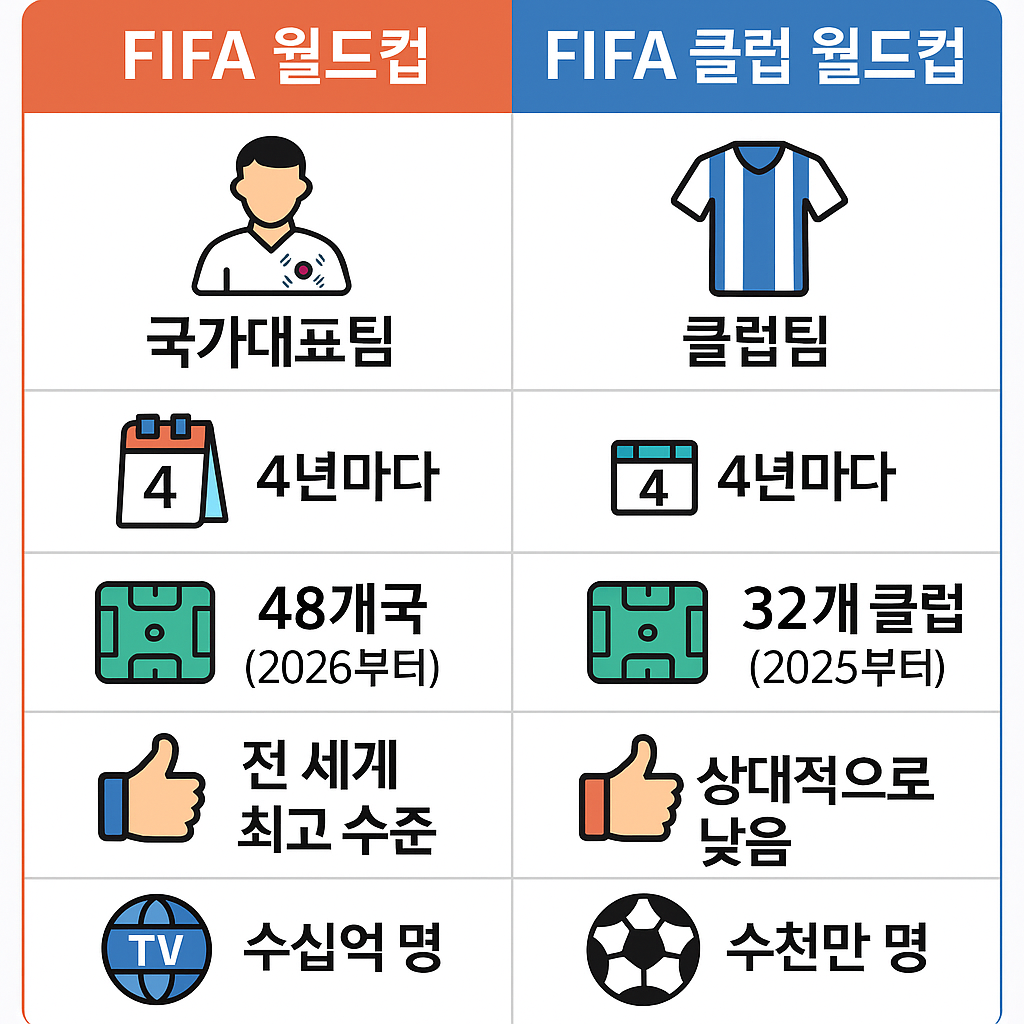 FIFA 월드컵 vs FIFA 클럽 월드컵 차이점 완벽 비교