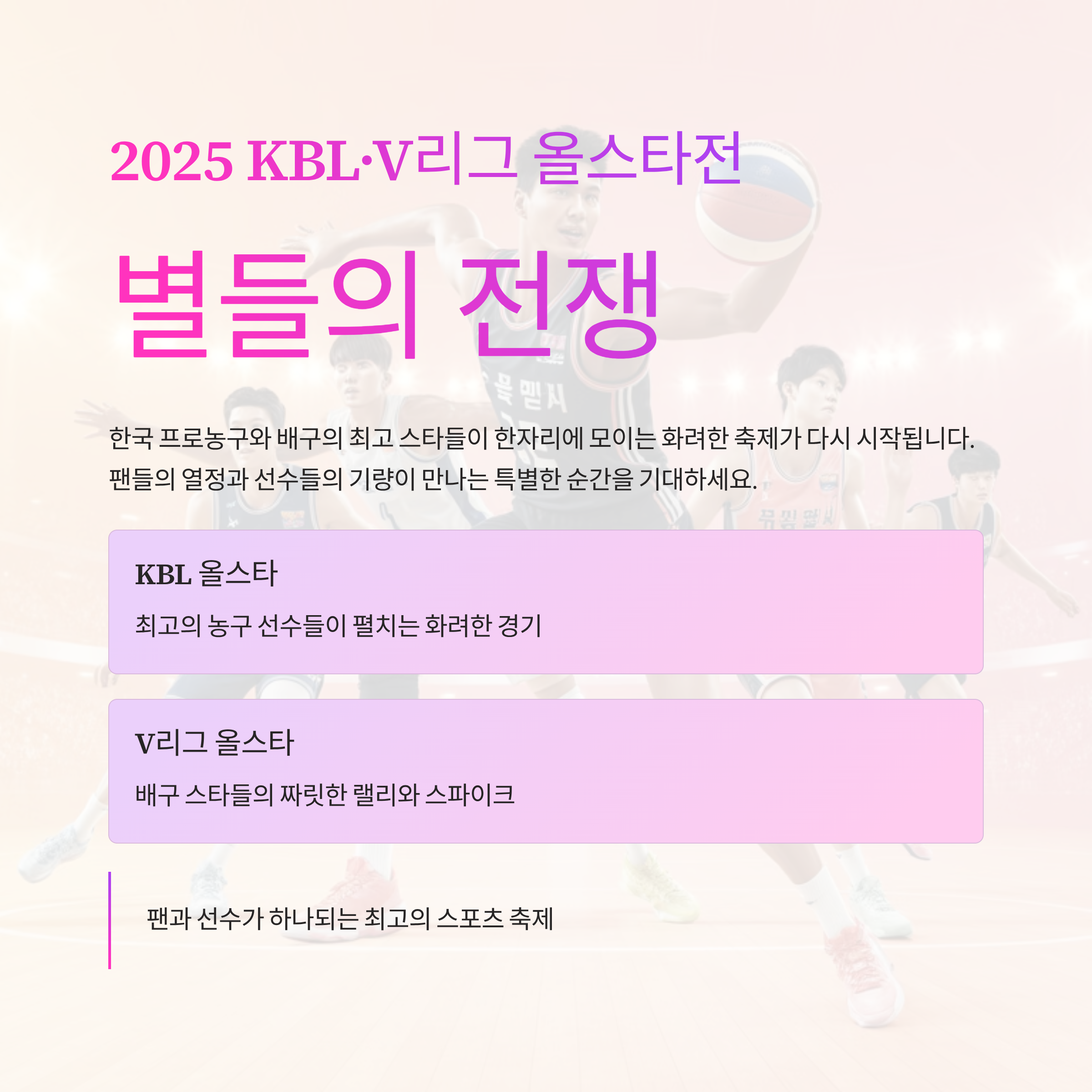 2025 KBL·V리그 올스타전, 별들의 전쟁이 다시 시작된다