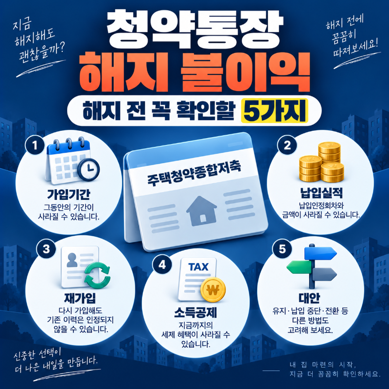 청약통장 해지 전 확인해야 할 불이익 5가지를 안내하는 대표 이미지