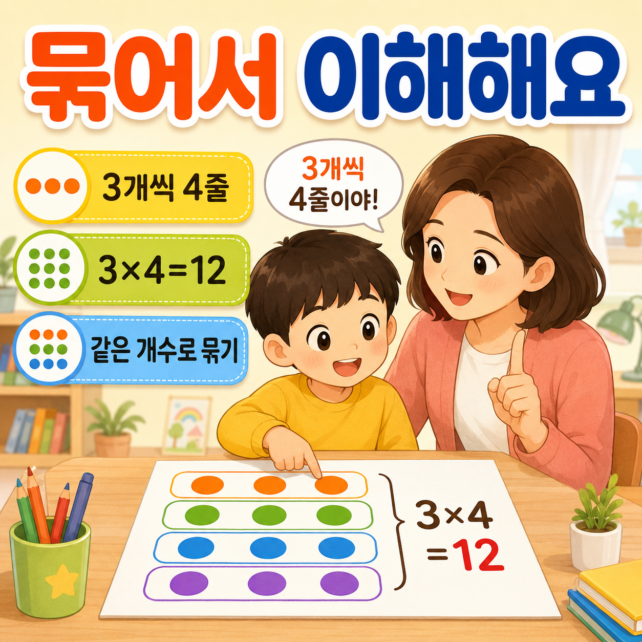 같은 개수로 묶어 곱셈을 이해해요
