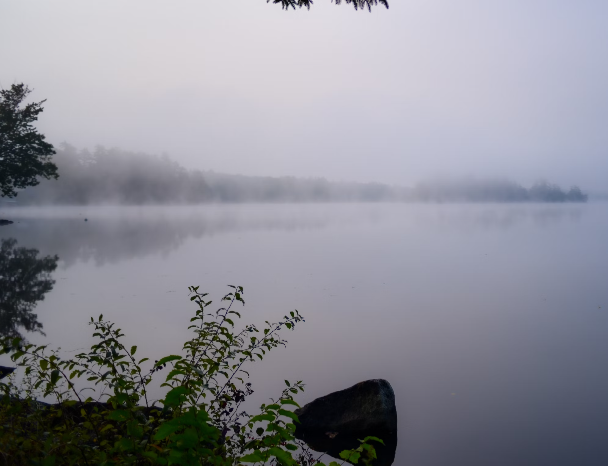 안개-자욱한-호수-사진