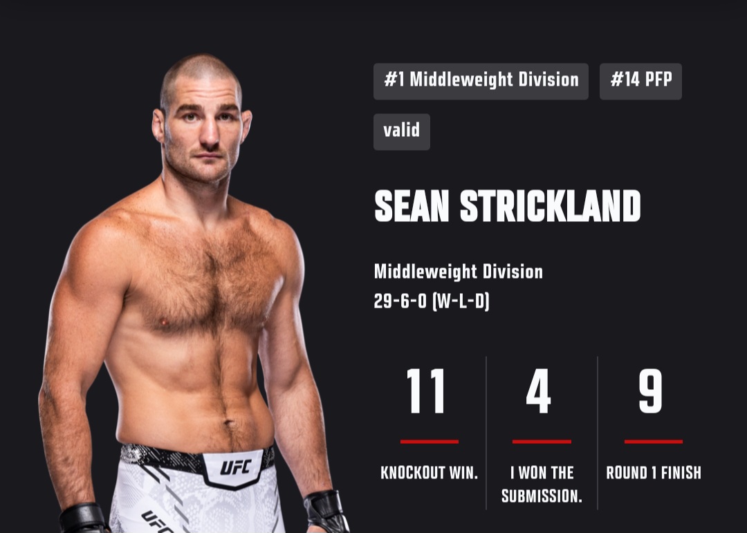 션 스트릭랜드 이종격투기 선수 (출처:UFC 홈페이지)