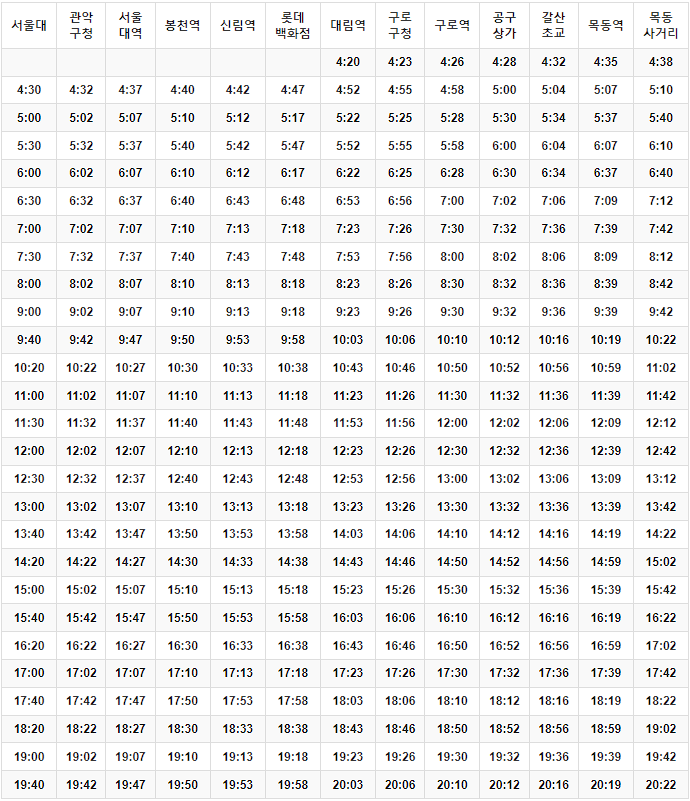6003번 공항버스 시간표