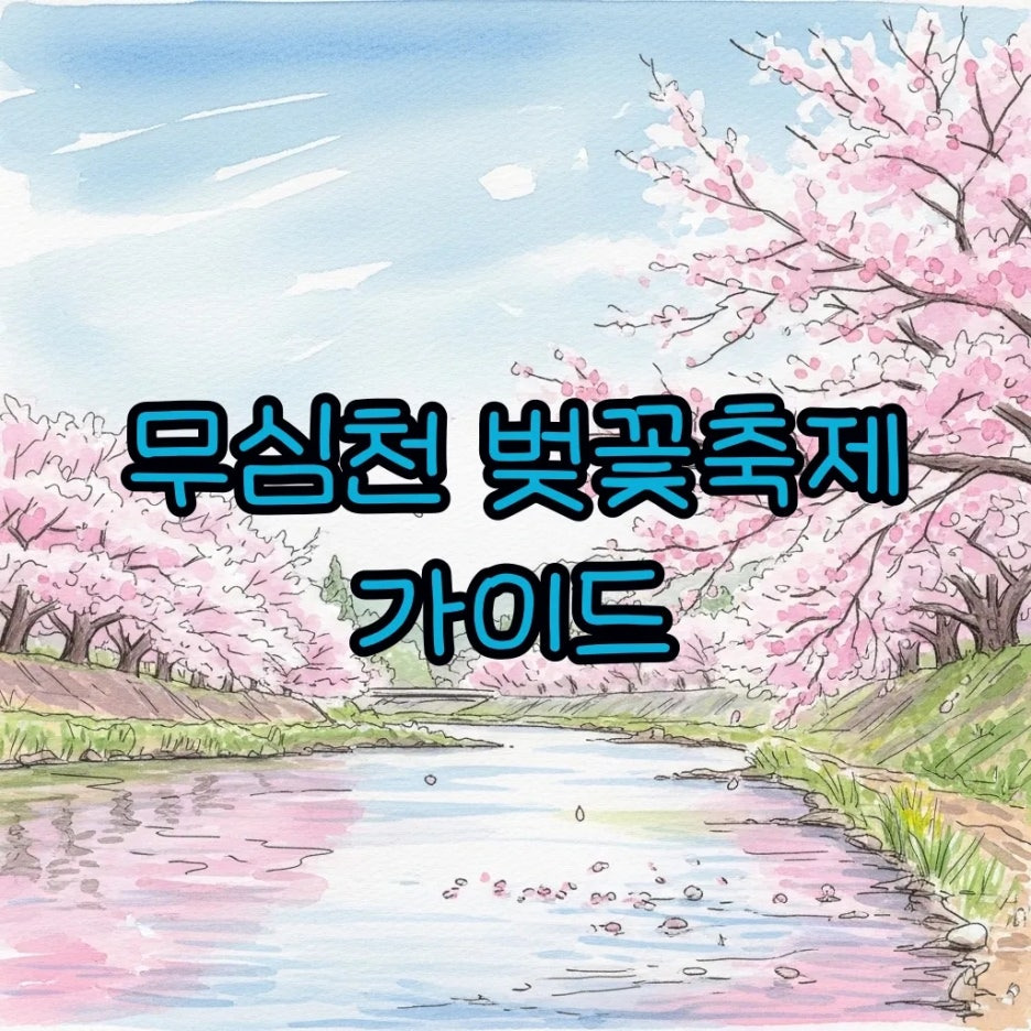 벚꽃이 만개한 무심천 변의 화사한 수채화 풍경