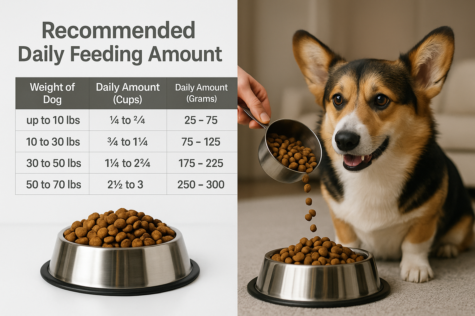 강아지 사료 하루 권장량