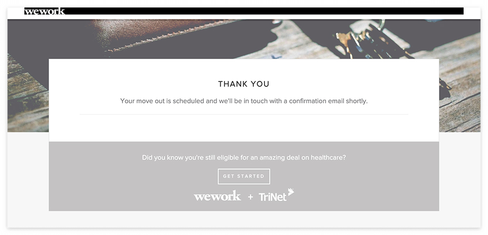 위워크 멤버십 해지 설문지 완료 후 페이지