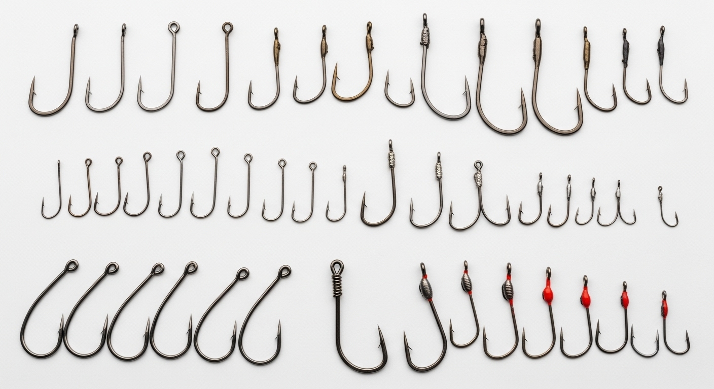 다양한 낚싯바늘 사진