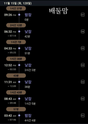 늘어난 잠 시간을 기록한 사진.