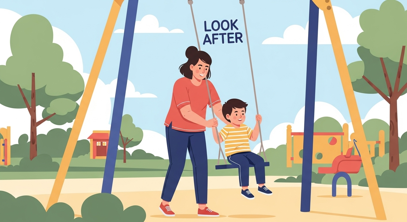 look after의 의미를 나타내는 이미지