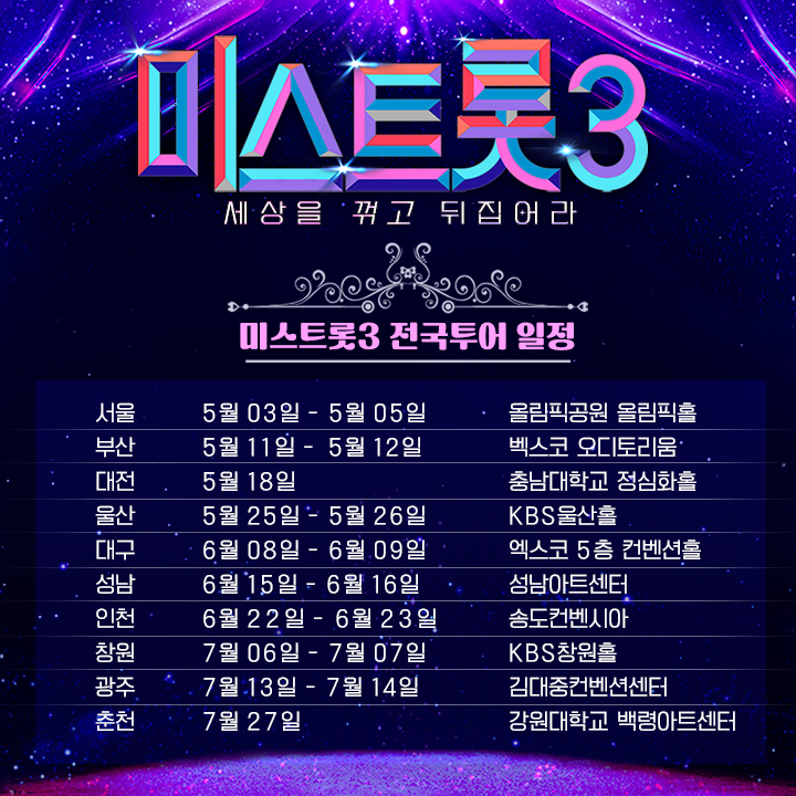미스트롯3 전국투어 콘서트 예약방법 소개 및 예약 안내 및 (부산 대구 대전 인천 성남 창원 광주 울산 창원)