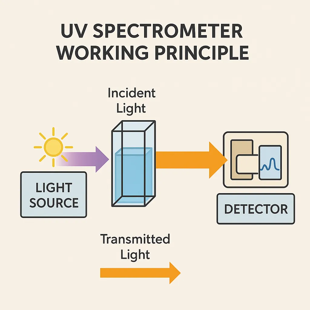 UV 스펙트로미터 원리 흐름도 일러스트
