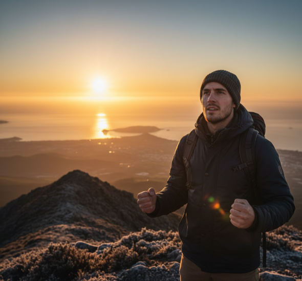 새해 새로운 각오를 다지는 청년의 모습