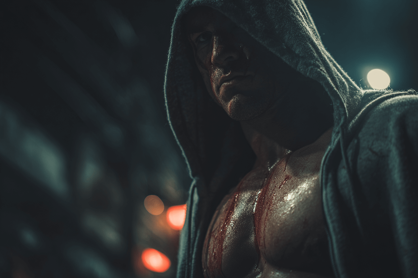 후드를-뒤집어-쓰고-인상-쓰고-있는-파이터-이미지