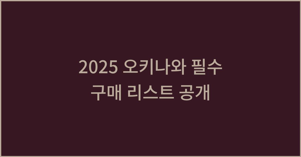 2025 오키나와 필수 구매