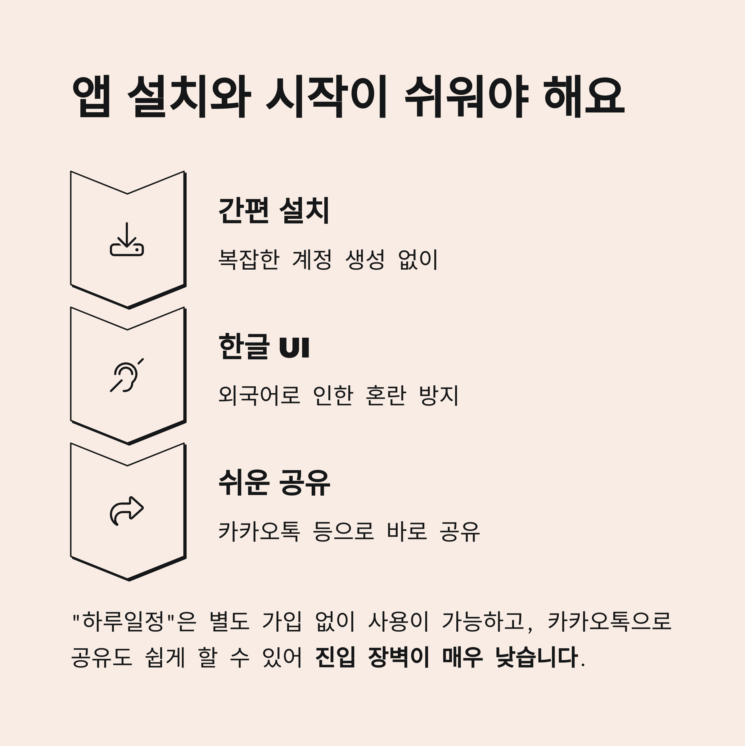 앱 설치와 시작이 쉬워야 지속 사용됩니다