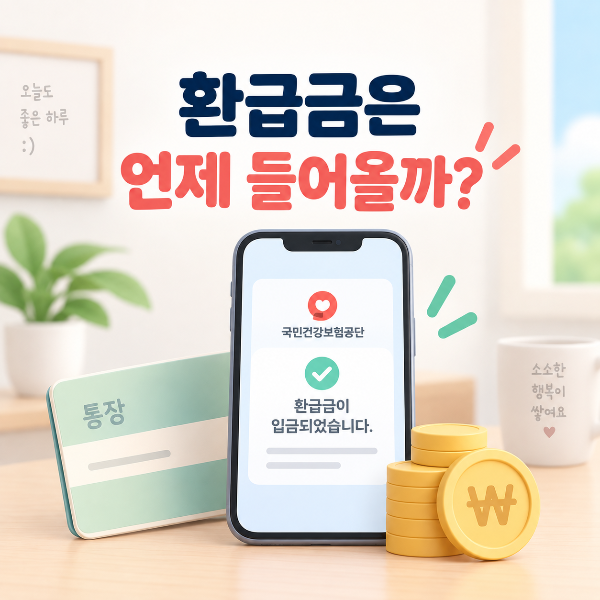 건강보험료 환급금 입금 여부와 지급일을 확인하는 모습