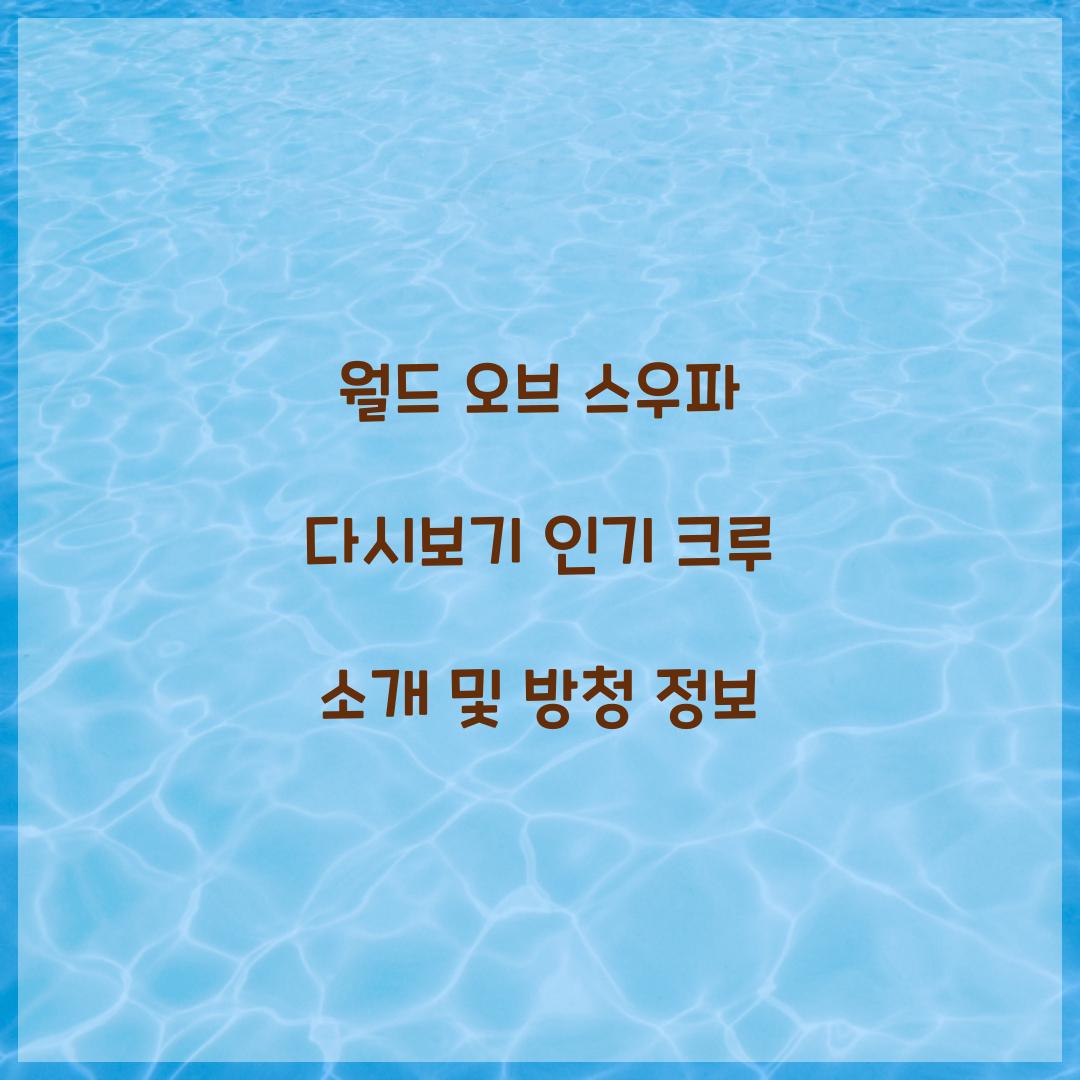 월드 오브 스우파 다시보기
