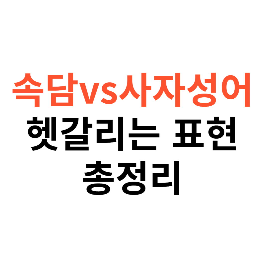 속담 vs 사자성어