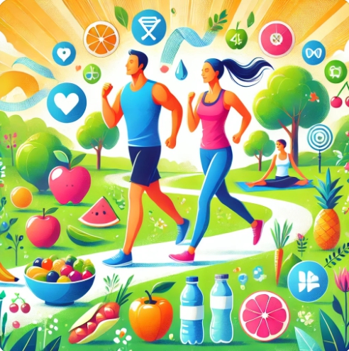 운동하는 모습과 음식 관련이미지