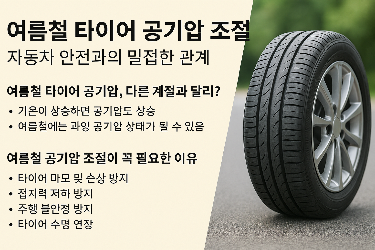 여름철 타이어 공기압 조절 이미지