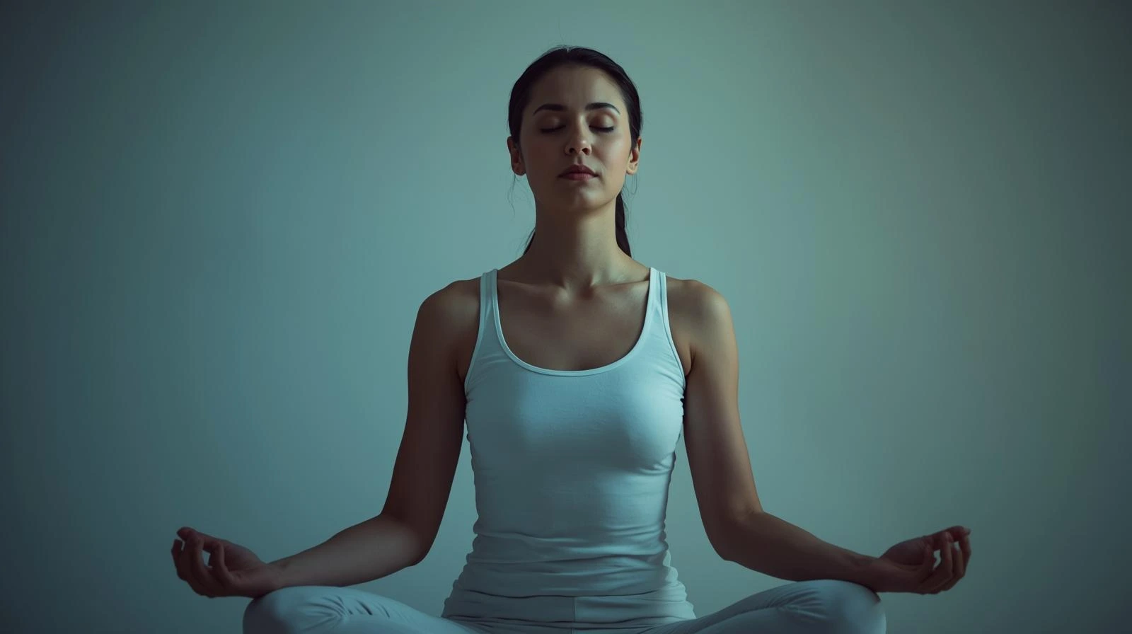 명상하며 호흡에 집중하는 사람의 이미지