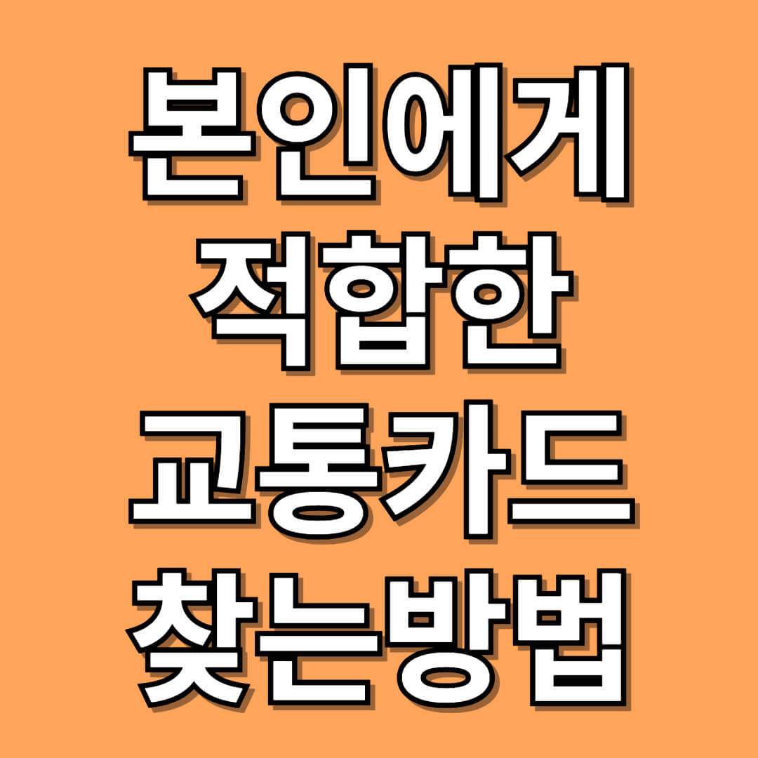본인에게 맞는 교통카드 찾기