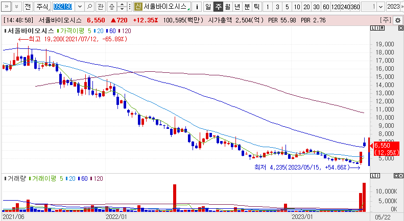 서울바이오시스 주가흐름