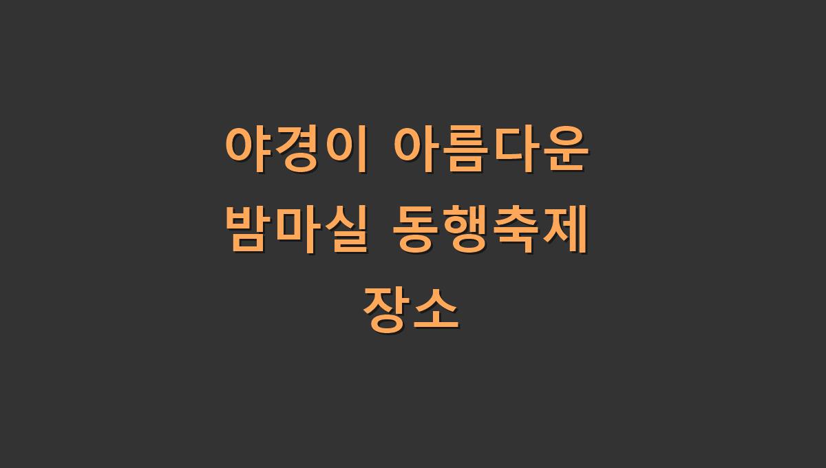 야경이 아름다운 밤마실 동행축제 장소
